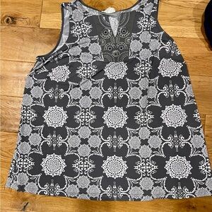 Ladies gray and white dressy tank with beading